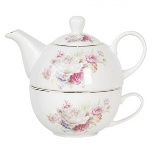 Porcelánový tea for one Friendly Roses – 400 ml / 250 ml