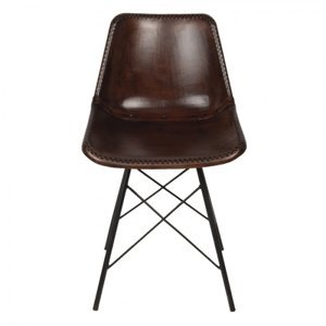 Designová hnědá kožená židle Suusje – 46x48x79 cm