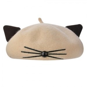 Béžovo hnědý dětský baret alá Kočka – 23x3 cm