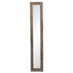 Nástěnné zrcadlo v dřevěném rámu s patinou Narcisse – 23x4x128 cm