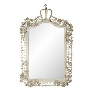 Béžové zrcadlo s ozdobným rámem ve vintage stylu – 63x6x102 cm