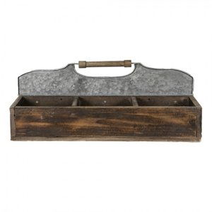 Hnědý úložný box se 6ti boxy a rukojetí – 60x32x22 cm