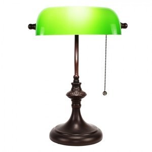 Zelená bankovní lampa tiffany Bank – 26x16x38 cm