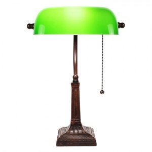 Zelená bankovní lampa tiffany Bank – 26x16x40 cm