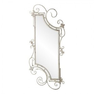 Nástěnné dekorativní vintage zrcadlo v bílém rámu s patinou – 63x3x153 cm