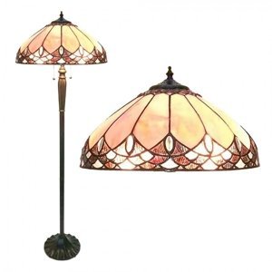 Stojací lampa Tiffany Béžová, Hnědá 50*157 cm E27/max 2*60W – 50x157 cm