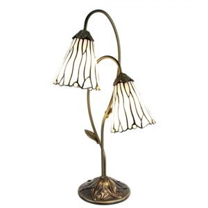 Stolní Tiffany lampa 2 stínidla hnědé kamínky BrownEye – 35x18x61 cm