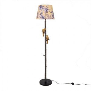 Černá stojací lampa se zlatými papoušky Floral papagai – 37x165 cm