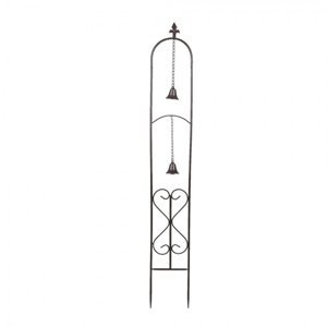Tmavý kovový stojan se zvonečkami na pnoucí se květiny – 20x7x140 cm