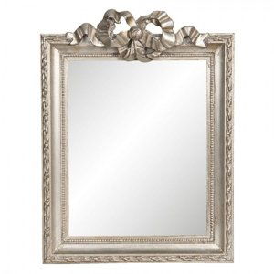 Vintage stříbrné zrcadlo s dekorací mašle – 25x2x34 cm