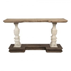 Hnědo bílý dřevěný nástěnný stůl Adje – 157x40x86 cm