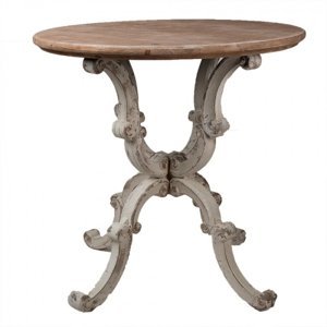 Bílo hnědý dřevěný vintage odkládací stolek – 80x80 cm