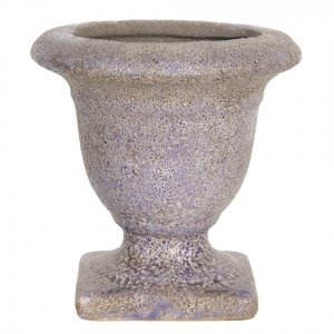 Fialový keramický květináč s patinou v antickém stylu Alida – 12x12 cm