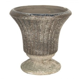 Hnedý keramický kvetinác s patinou v antickém stylu Alida – 13x13 cm