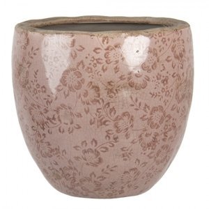 Růžový keramický květináč s popraskáním Iwan L – 20x19 cm