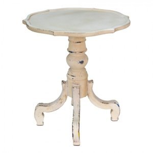 Krémový antik dřevěný odkládací stolek Hannah – 65x73 cm