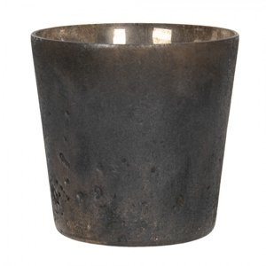 Tmavě hnědý skleněný svícen na čajovou svíčku – 10x9 cm