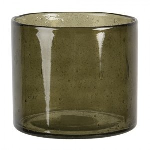 Hnědý skleněný svícen na čajovou svíčku – 15x13 cm