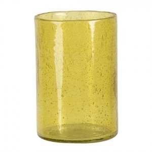 Žlutý skleněný svícen na čajovou svíčku – 10x15 cm