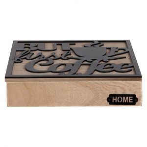 Dřevěná krabička na kapsle do kávovaru – 24x24x5 cm