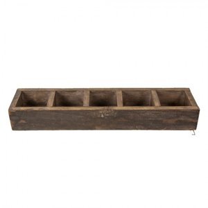 Hnědý antik dřevěný dekorativní box s 5ti přihrádkami Justen – 54x12x7 cm
