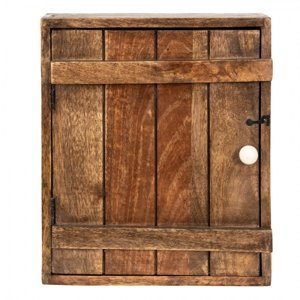 Hnědá dřevěná skříňka na klíče – 24x8x30 cm