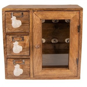 Dřevěná nástěnná skříňka na klíče se šuplíčky Chick Robinette – 31x10x31 cm