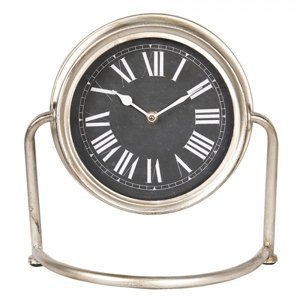 Stolní hodiny se stříbrným kovovým rámem a římskými číslicemi – 30x13x28 cm