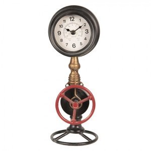 Industriální stolní hodiny s tlakoměrem – 14x14x37 cm