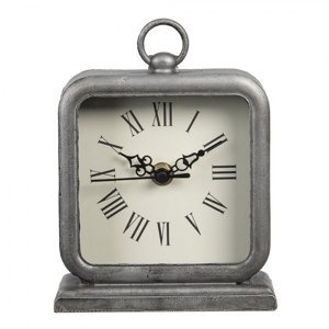 Šedé hranaté hodiny ve vintage stylu Mainard – 13x5x16 cm