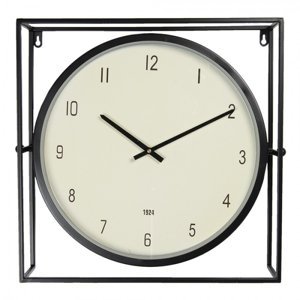 Industriální hodiny v kovovém rámu Aurelien – 46x10x46 cm