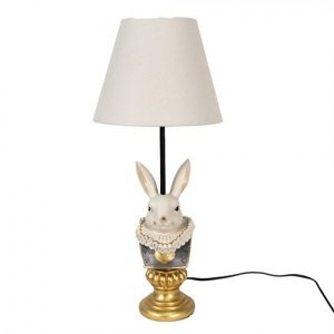 Stolní lampa s králíkem a béžovým stínidlem Konijne – 23x53 cm