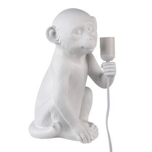 Bílá stolní lampa ve tvaru Opice – 21x19x34 cm