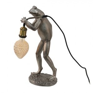 Šedo-stříbrná lampička ve tvaru žabky Frog – 24x18x49 cm