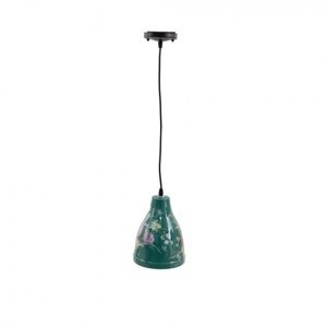 Zelené keramické stropní světlo s květy Flowie – 18x23 cm