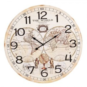 Krémové nástěnné hodiny The World – 60x4 cm