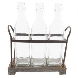 3 láhve v dřevěném stojánku – 3x900 ml