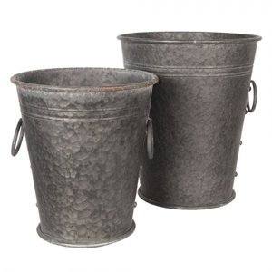 2ks dekorační plechové kbelíky – 37x42 / 32x35 cm