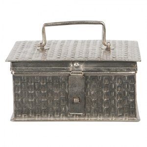 Stříbrný kovový úložný box Barend – 21x14x11 cm