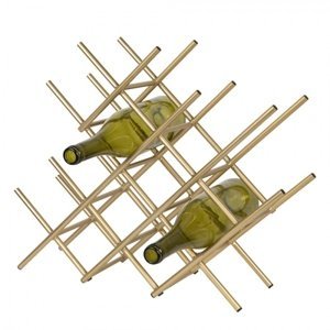 Zlatý kovový stojan na láhve vína – 47x14x40 cm