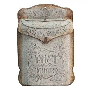 Šedá poštovní schránka s rezavou patinou Post Courier – 27x9x39 cm