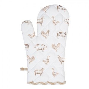 Kuchyňská chňapka z bavlny Country Life Animals béžovo-bílá – 16x30 cm