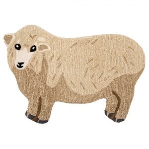 Koberec ovčí hnědý, béžový 60x90x2 cm