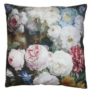 Sametový povlak na polštář s rozkvetlými květy Manon – 45x45 cm