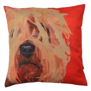 Červený povlak na polštář s psím motivem Psi – 43x43 cm
