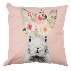 Růžový povlak na polštář s králíčkem