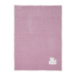 Růžový plyšový pléd s kočičkami Olli – 130x160 cm