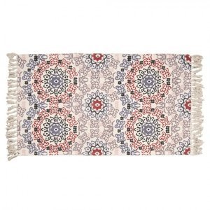Bavlněný koberec s barevnými ornamenty a třásněmi – 140x200 cm