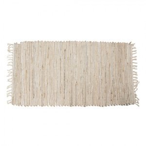 Béžovo-hnědý bavlněný kobereček s třásněmi – 70x140 cm