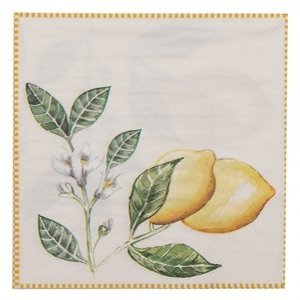 Papírové ubrousky s citróny Lemons &amp; Leafs – 33x33 cm